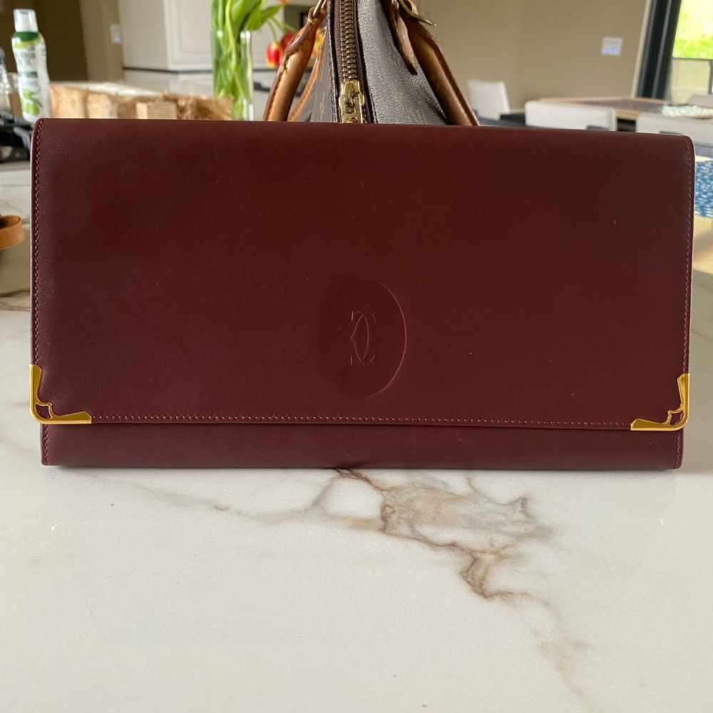 Cartier:  Must de Cartier Burgundy Leather Wallet